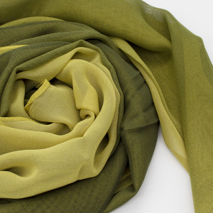 Esarfa satinata de dama, in cutie cadou, Verde olive-galben2