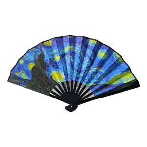 Evantai model japonez, pliabil imprimat pe ambele parti, Noaptea înstelată, Van Gogh 5