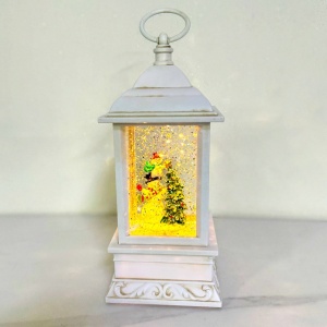 Felinar muzical Corner of Light, lumina LED, cablu USB si zapada in miscare, Jolly Snowmen, Alb 20X8X9 cm