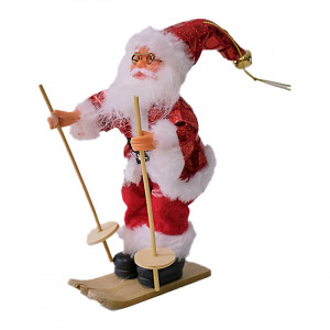 Figurina Decorativă 'Moș Crăciun Schior', Rosu, 17cm