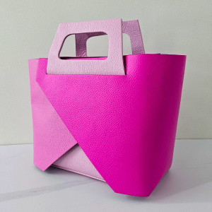 Geanta dama din piele naturala texturata Chest, cu borseta detasabila, Fucsia 3