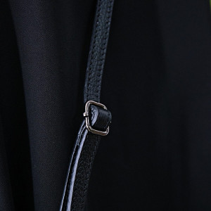 Geanta dama, UrbanElegance, din piele naturala cu fundita decorativa si detalii hobo, Negru