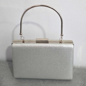 Geanta de evenimente, SYLVI, tip clutch, cu lant detasabil argintiu si piele ecologica, Silver - Img 3