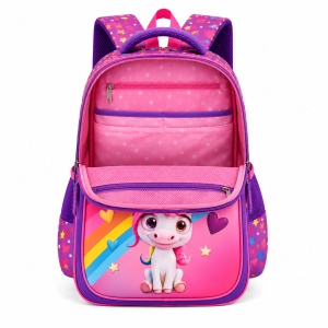 Ghiozdan scolar 3D ergonomic pentru fete Unicorn, 42x30x22 cm, Roz - Img 5