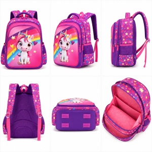 Ghiozdan scolar 3D ergonomic pentru fete Unicorn, 42x30x22 cm, Roz - Img 3
