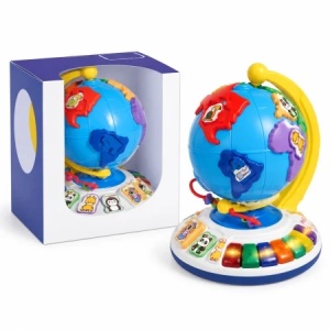 Glob educativ interactiv pentru copii, cu animale, continente si clape colorate, 28,5 cm - Img 4