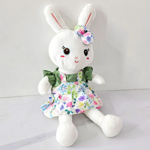 Iepuras de plus Easter Rika, cu rochie si outfit de primavara, inaltime 30 cm, Verde 3