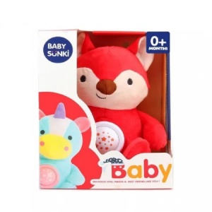 Jucarie de plus interactiva vulpita Baby Sunki cu sunete si lumini, pentru bebelusi 0+ luni