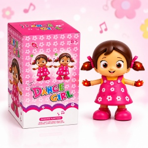 Jucarie interactiva Dance Girl, fetita dansatoare cu muzica, lumini si miscare, Roz