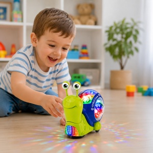 Jucarie interactiva Melc Snail Run Fast, cu muzica, lumini si miscare, 14 cm - Img 2