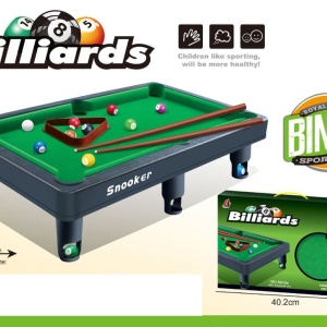 Masa de biliard pentru copii Bingo Sports Set, cu bile, 2 tacuri si triunghi, 3+ ani