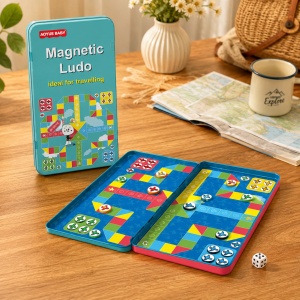 Mini joc magnetic Ludo, Nu te supara frate, pliabil, pentru calatorii, 18.6x10.2 cm - Img 3
