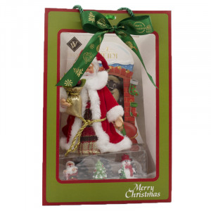 Pachet cadou Merry Christmas, Figurina Mos Craciun, set trei lumanari decorative si Heidi ciocolata Mos Craciun - Img 2