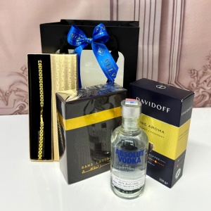 Pachet Goldishold pentru barbati, cu bratara, cafea Davidoff, parfum Lattafa Ramz Gold si Vodka Absolut 3