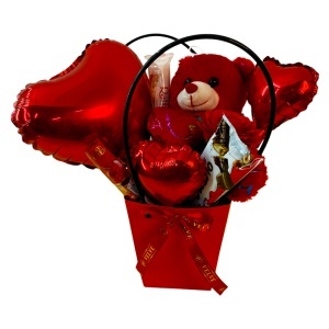 Pachet Special Valentine – ursuleț de pluș 20 cm, trandafir de săpun și dulciuri premium - Img 3