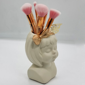 Pachet suport ceramic Girl, alb, cu set pensule incluse