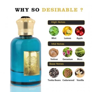 Parfum arabesc, Apa de Parfum Imperial Blue, Riiffs, Barbati 100ml - Img 3