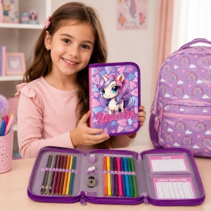 Penar echipat Unicorn Pastel, 1 fermoar, 2 extensii, 30 piese - Img 3