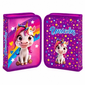 Penar neechipat Unicorn, 1 fermoar, 2 extensii, roz-mov