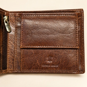 Portofel premium barbati din piele naturala, cu protectie RFID impotriva clonarii cardurilor, Maro - Img 6
