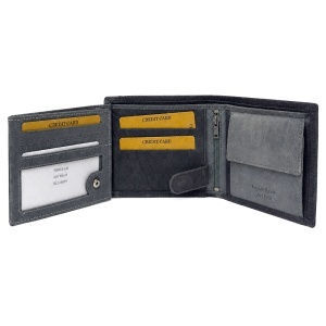 Portofel premium pentru barbati Regalo Reale, din piele naturala, design bifold, Gri, 12x10 cm - Img 3