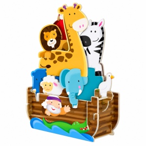 Puzzle 3D gigant Arca lui Noe, 12 piese si carte ilustrata, multicolor, 3+ ani - Img 2