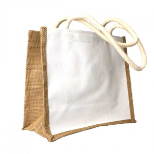 Sacosa Textila cu Interior Rezistent la Apa, 41x33x18cm, Alb/Negru