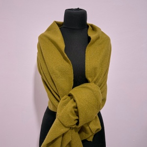 Sal lung tip esarfa Serene Luxe, cu lurex si casmir, Verde olive, 200x70 cm
