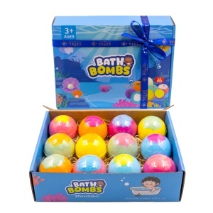 Set 12 bile efervescente de baie pentru copii cu jucarie surpriza, 4 arome, multicolor, 3+ ani
