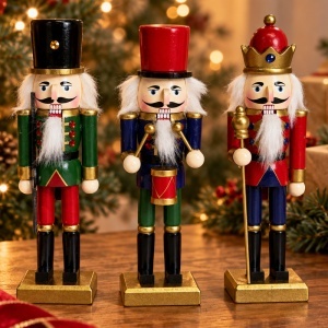 Set 3 decoratiuni de Craciun, Spargatori de Nuci, soldatei cu toba, coroana si sceptru, Multicolor - Img 2