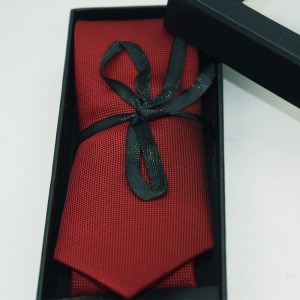 Set 3 piese Elegant, pentru barbati, cravata, buton si batista din stofa, rosu, EC0