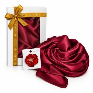 Set 4 Pachete Silky pentru femei cu esarfe elegante si brose, 170 x 90 cm, Multicolor - Img 8