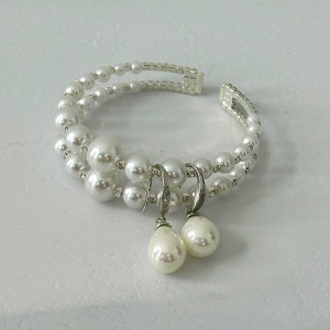 Set accesorii Precious Pearls cu cercei și brățară din perle artizanale, in cutie cadou, Alb 2