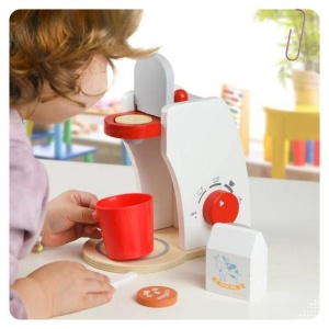 Set aparat de cafea din lemn pentru copii, Coffee Maker, 6 piese, 3 ani+ - Img 6