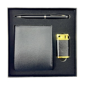 Set cadou pentru barbati, cu portofel din piele ecologica, pix elegant si bricheta, in cutie eleganta - Img 3