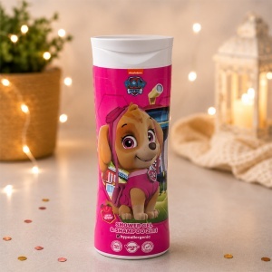 Set complet pentru fete Skye Paw Patrol, jucarie de plus, gel de sus 2in1 si selectie de dulciuri, in ambalaj premium cu funda - Img 5
