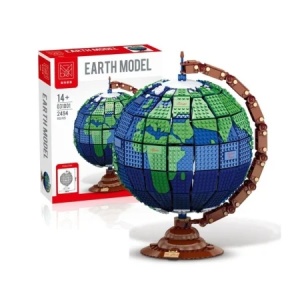 Set constructie Glob Pamantesc 3D rotativ 2494 piese, model Earth educativ si decorativ 14+ ani