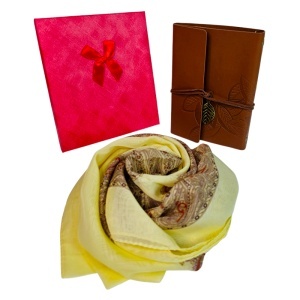 Set jurnal vintage maro cu esarfa eleganta - Img 5
