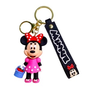 Set Minnie rosu, jucarie de plus 35 cm si breloc, in punga de cadou - Img 2