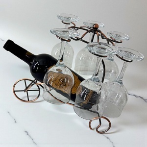 Set pentru tata, cu suport metalic in forma de bicicleta, 6 pahare si sticla de vin personalizata - Img 5