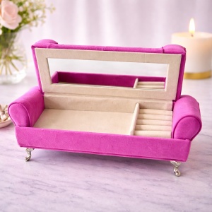 Suport bijuterii sub forma de canapea fucsia, 24x13cm - Img 2
