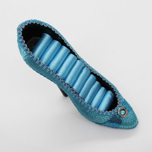 Suport Jewel Shoe, pentru bijuterii, sub forma de pantof, 17 cm, Albastru1