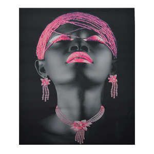 Tablou LED canvas Pink Beads cu leduri lumini 85 x 64 cm - Img 1