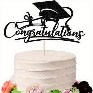 Topper cu toca si mesaj "Congratulations", 17 x 10 cm - Img 2