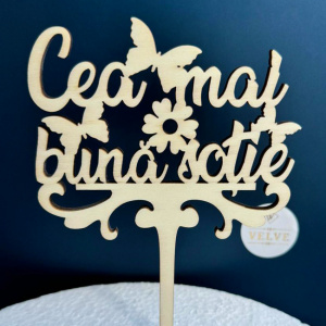 Topper, Ornament Decorativ din lemn "Cea mai buna sotie" - Img 2