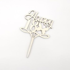 Topper, Ornament Decorativ din lemn "Happy 18!"
