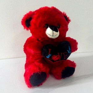 Ursulet de plus BUBU, cu inimioara imprimata, inaltime 20 cm, Rosu/Negru