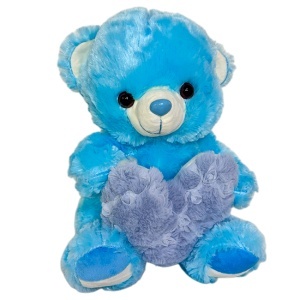 Ursulet de plus Candy cu inimioara, inaltime 25 cm, Albastru - Img 3