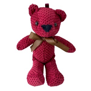 Ursulet de plus crosetat Robi, cu fundiță, Inaltime 18 cm, Bordo - Img 5