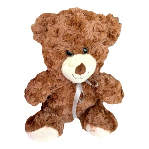 Ursulet de pluș Polo, cu fundita, Inaltime 25 cm, Maro 2